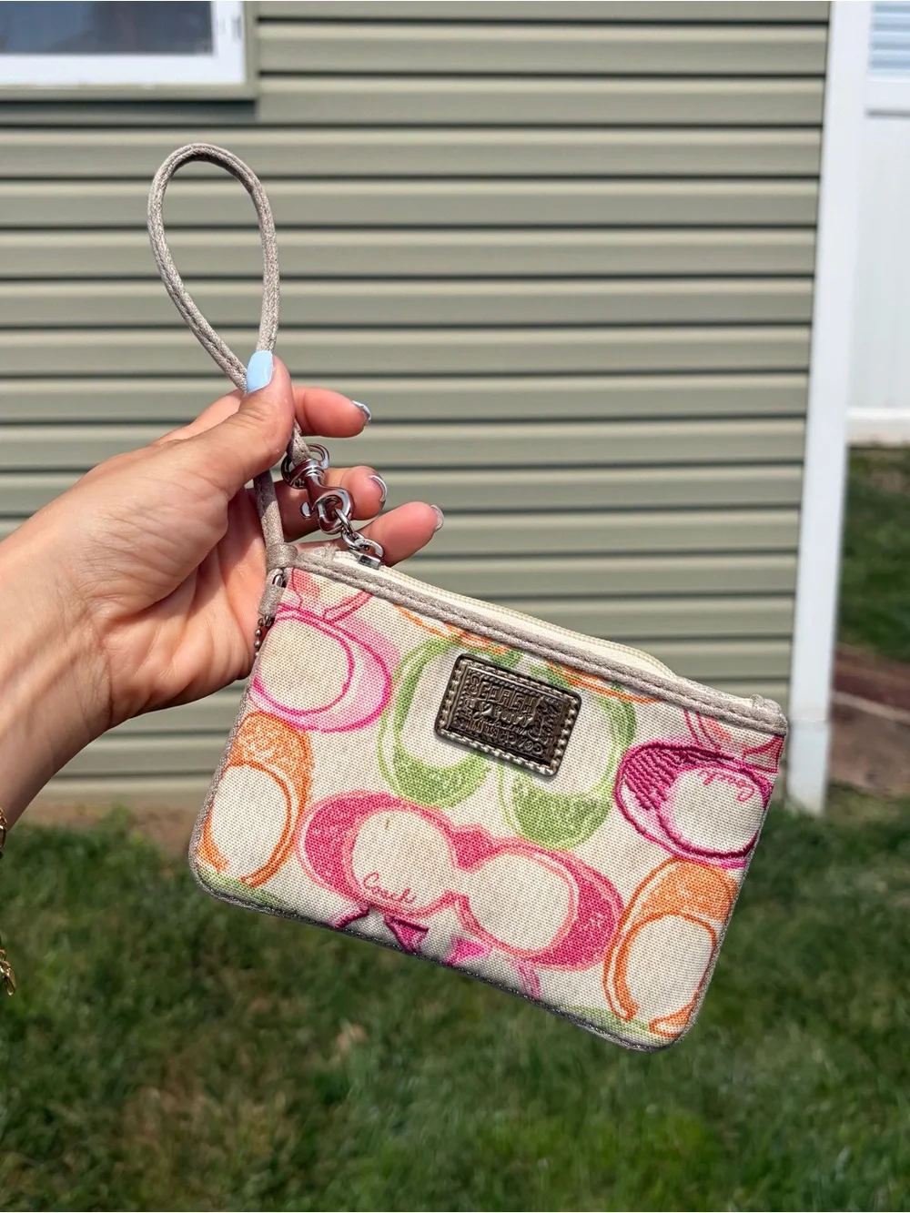 Coach Poppy Multicolor Graffiti Signature Wristlet Y2K Colorful Canvas